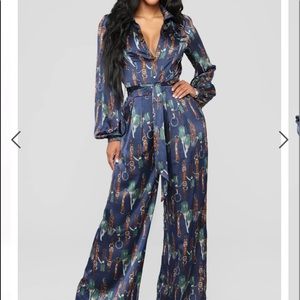 Fashion Nova Medium Satin Jumpsuit
